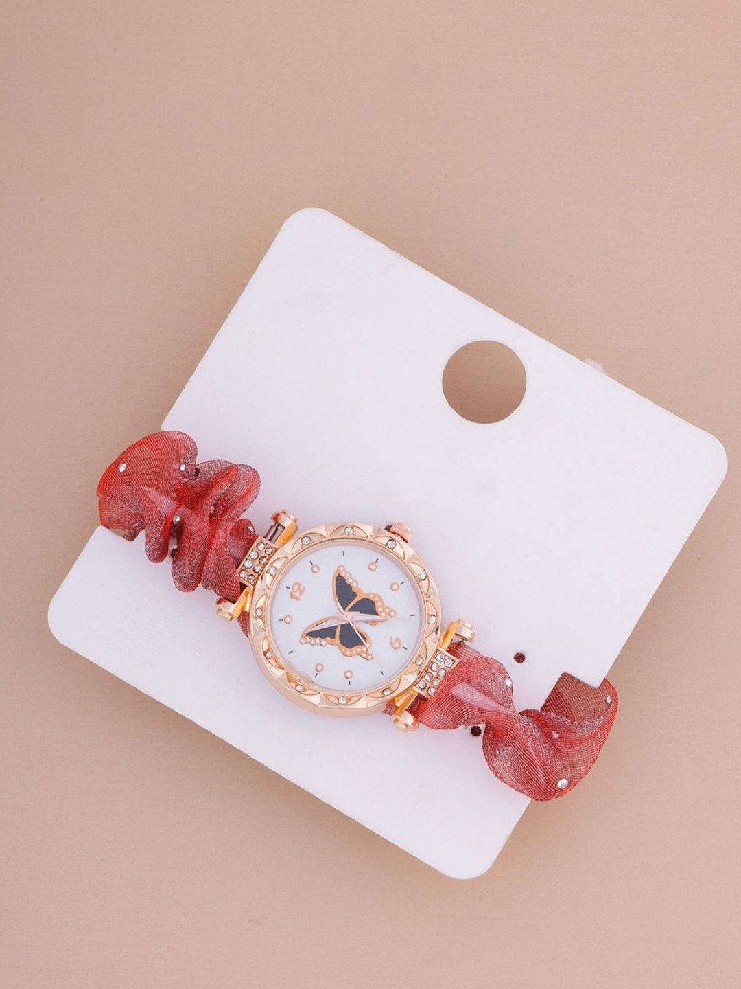 SZN Women Round Dial & Scrunchies Straps Analogue Watch Zudi Red-picture-35
