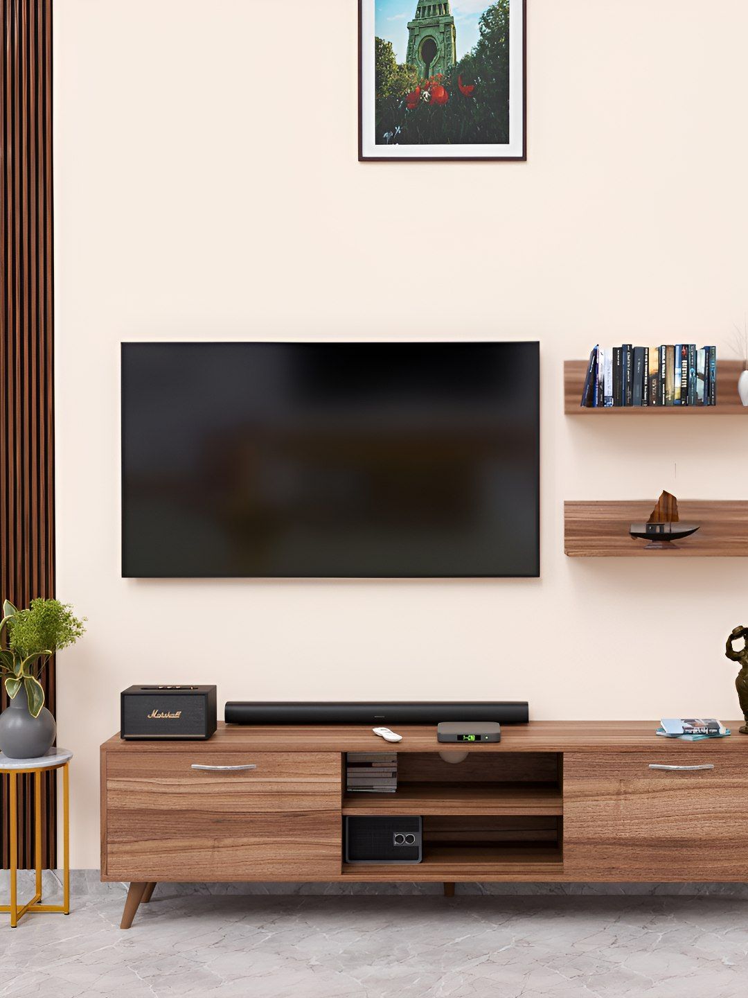 SPYDER CRAFT Brown Engineered Wood Spyder Craft Matte Finish TV Entertainment Unit