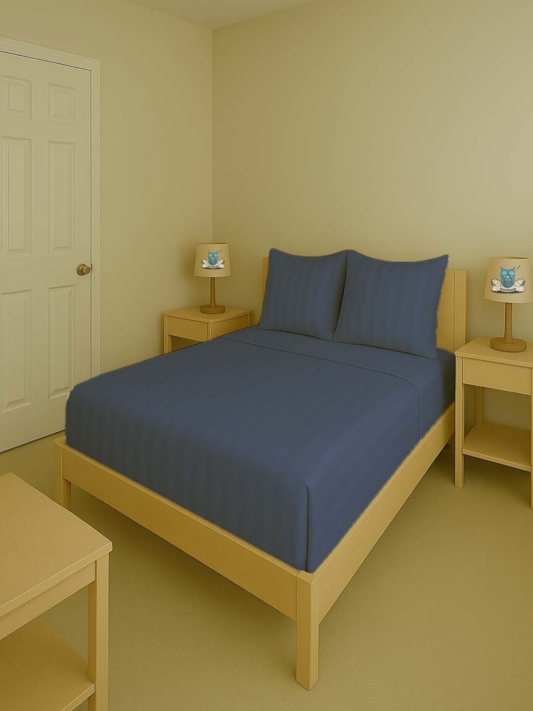 Sleeping Owls- because your sleep matters Blue 300 TC King Bedsheet Set 2.74 m x 2.74 m-picture-10