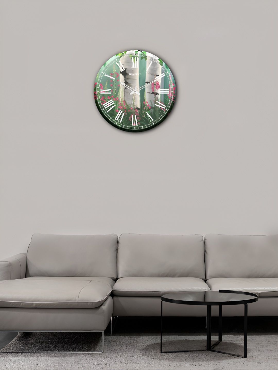 OLIVE TREE Wooden Wall Clock Green & White Printed Round Contemporary Wall Clock-image-35