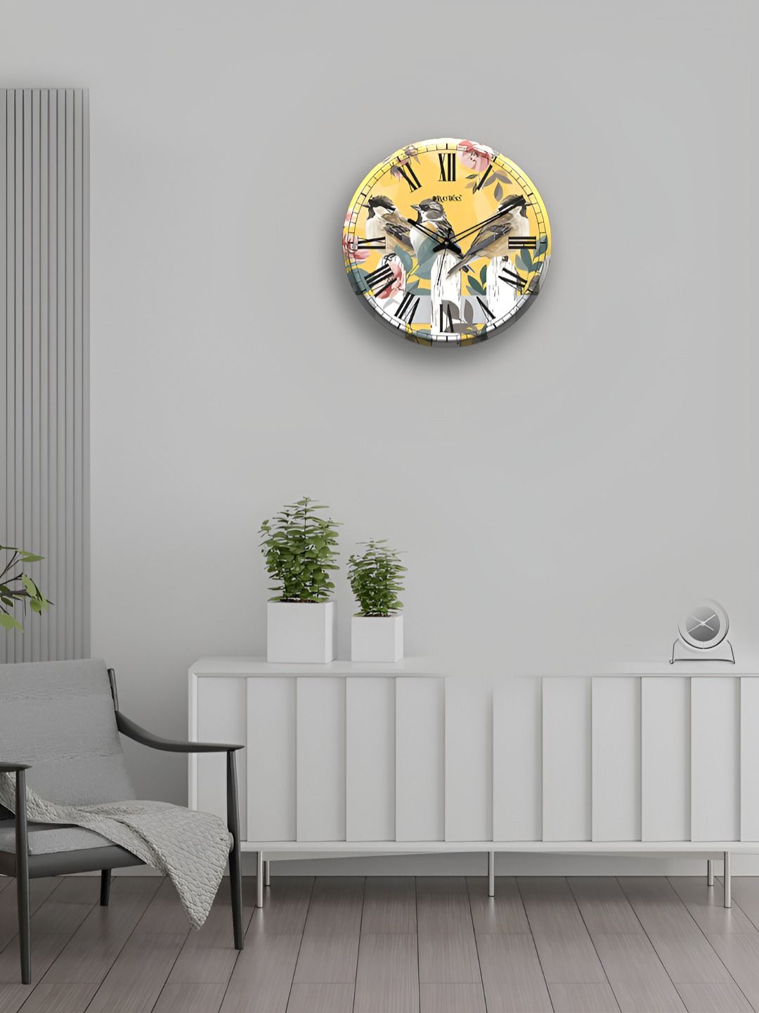 OLIVE TREE Yellow & Black Printed Contemporary Wood Wall Clock-picture-25