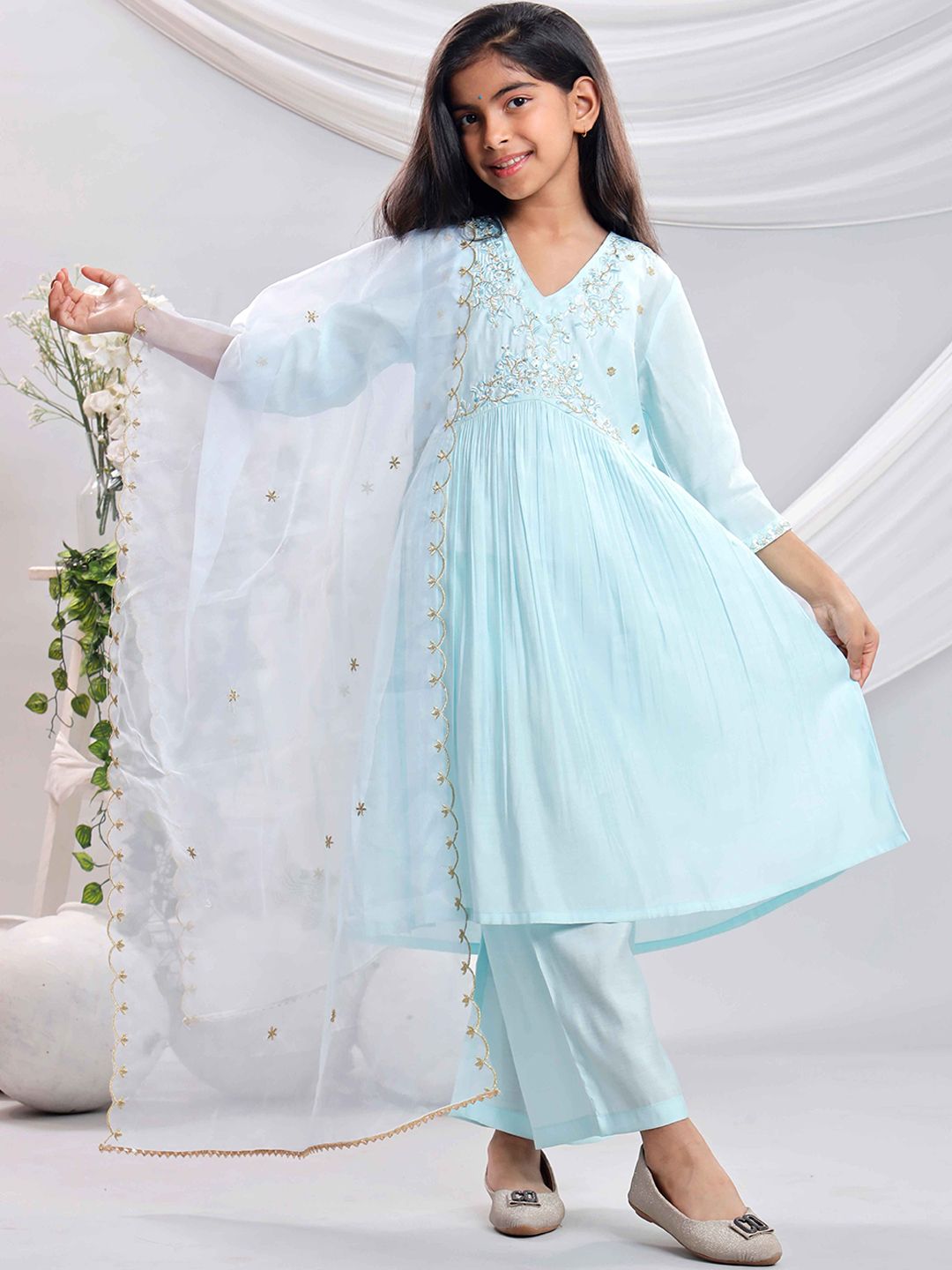 BAESD Girls Floral Embroidered Kurta with Palazzo & Dupatta-picture-28