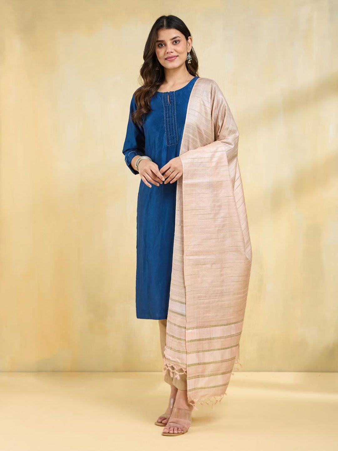 Fabindia Striped Woven Design Dupatta-picture-16