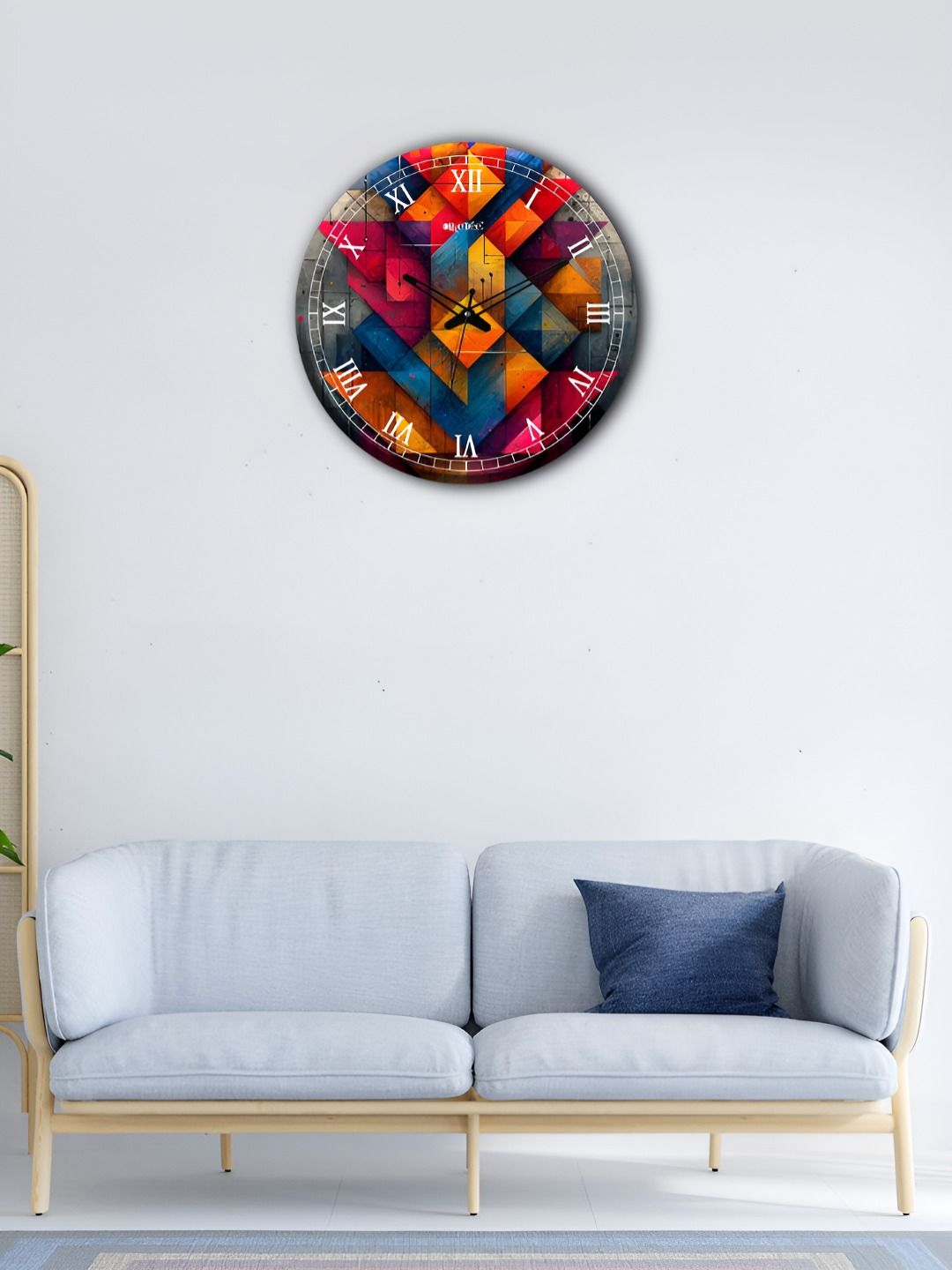OLIVE TREE Orange & Blue Printed Contemporary Wood Wall Clock-picture-22