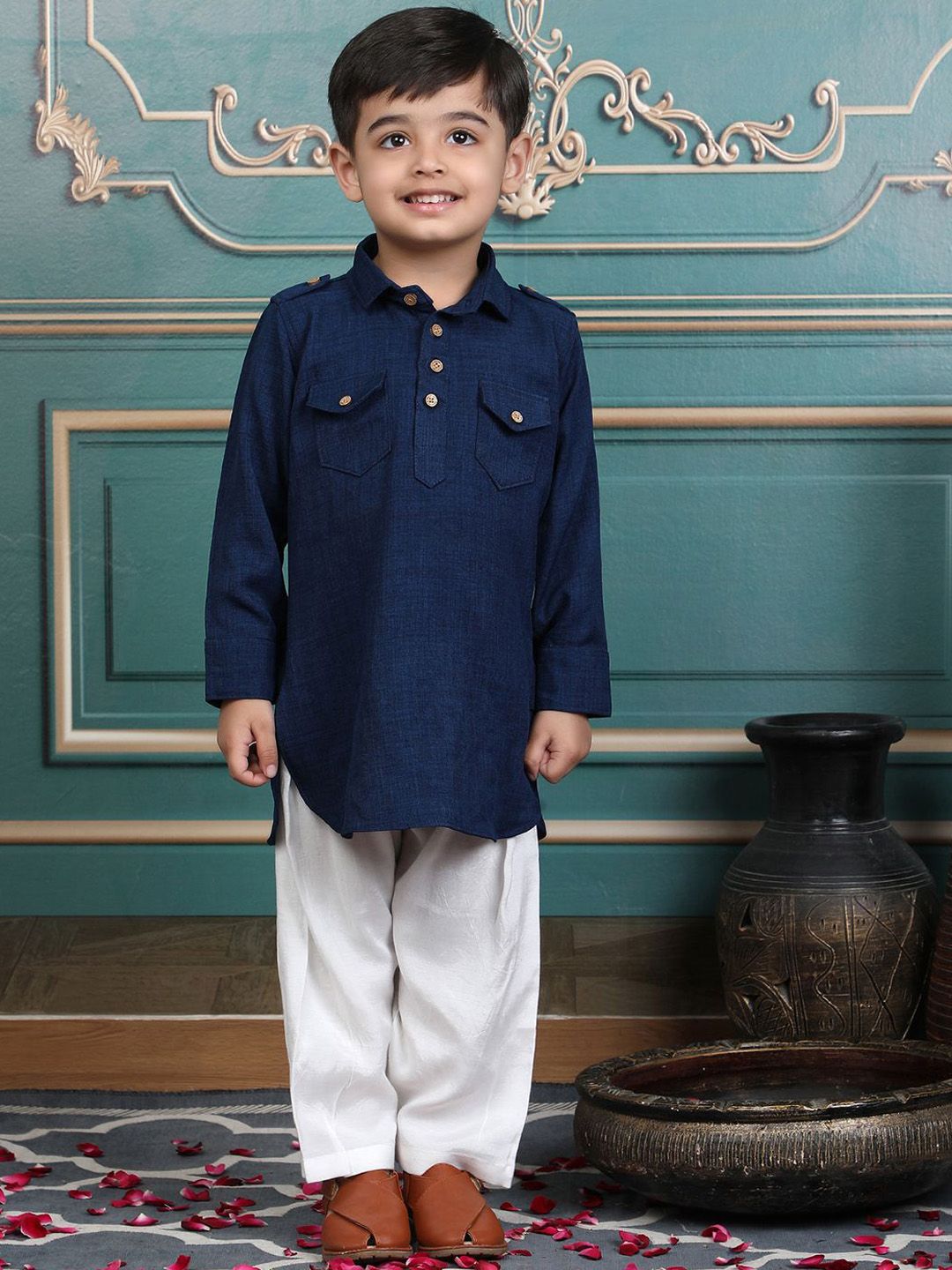 Polka Tots Boys Regular Pure Cotton Kurta with Pyjamas-picture-26