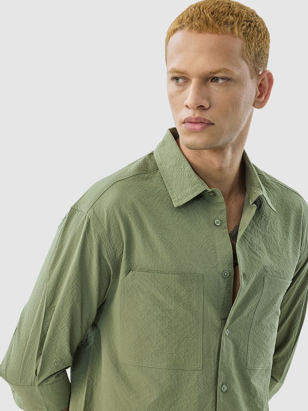 Snitch Men Textured Spread Collar Casual Shirt-picture-19