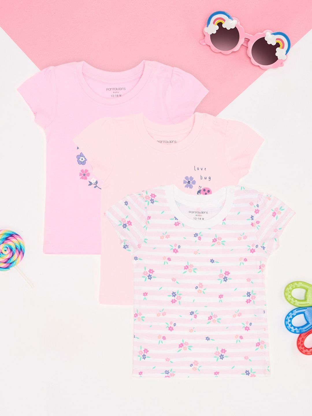 Pantaloons Baby Girls 3 Extended Sleeves T-shirt-picture-40