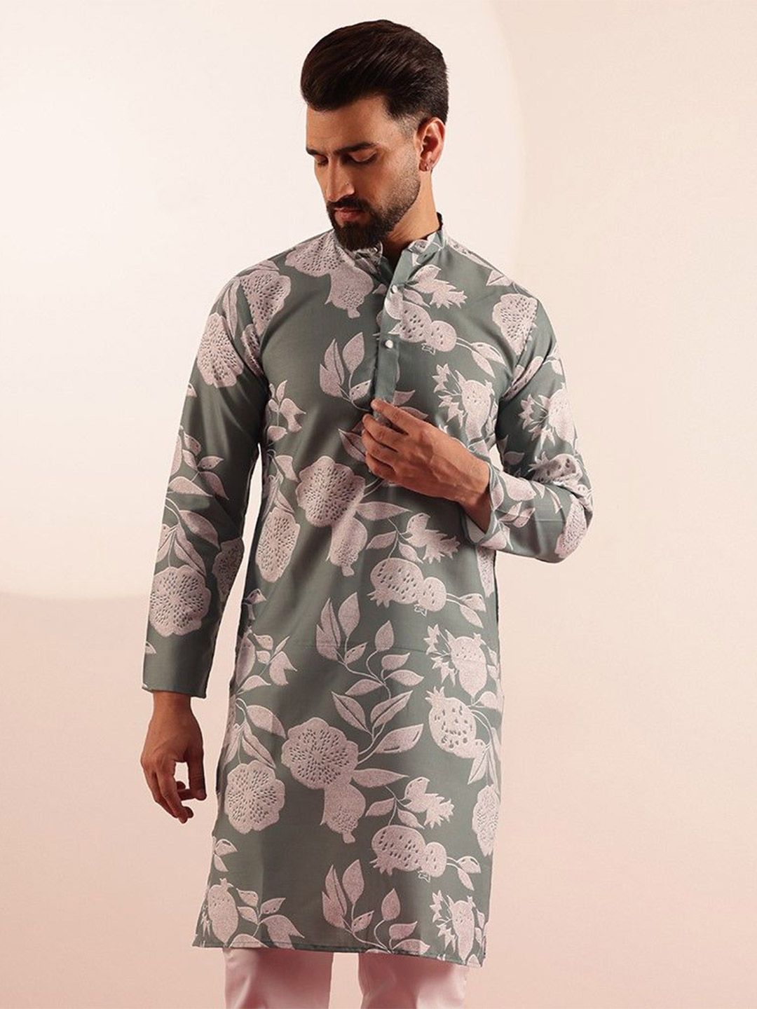 Anouk Floral Printed Mandarin Collar Straight Kurta-picture-26
