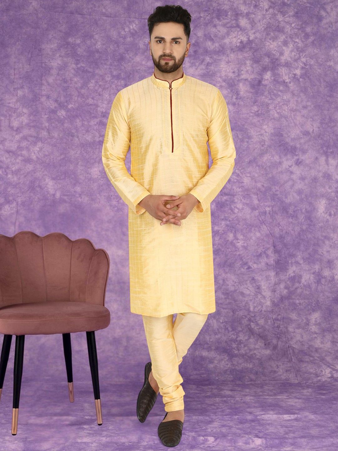 Moda Rapido Men Ethnic Motifs Embroidered Kurta with Pyjamas-image-14