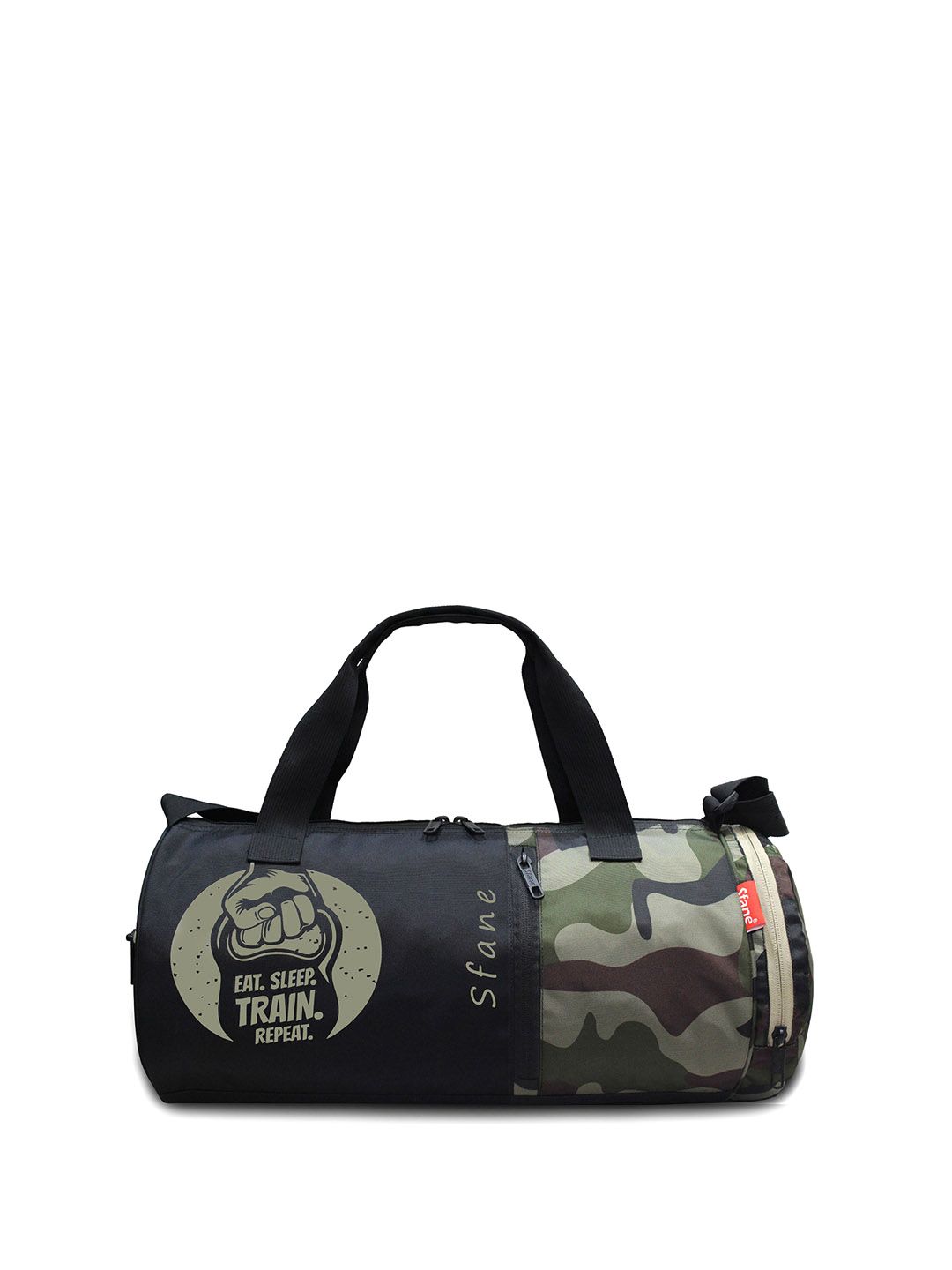 Sfane Black Medium Printed Sports Duffel Bag With Shoulder Straps-picture-45
