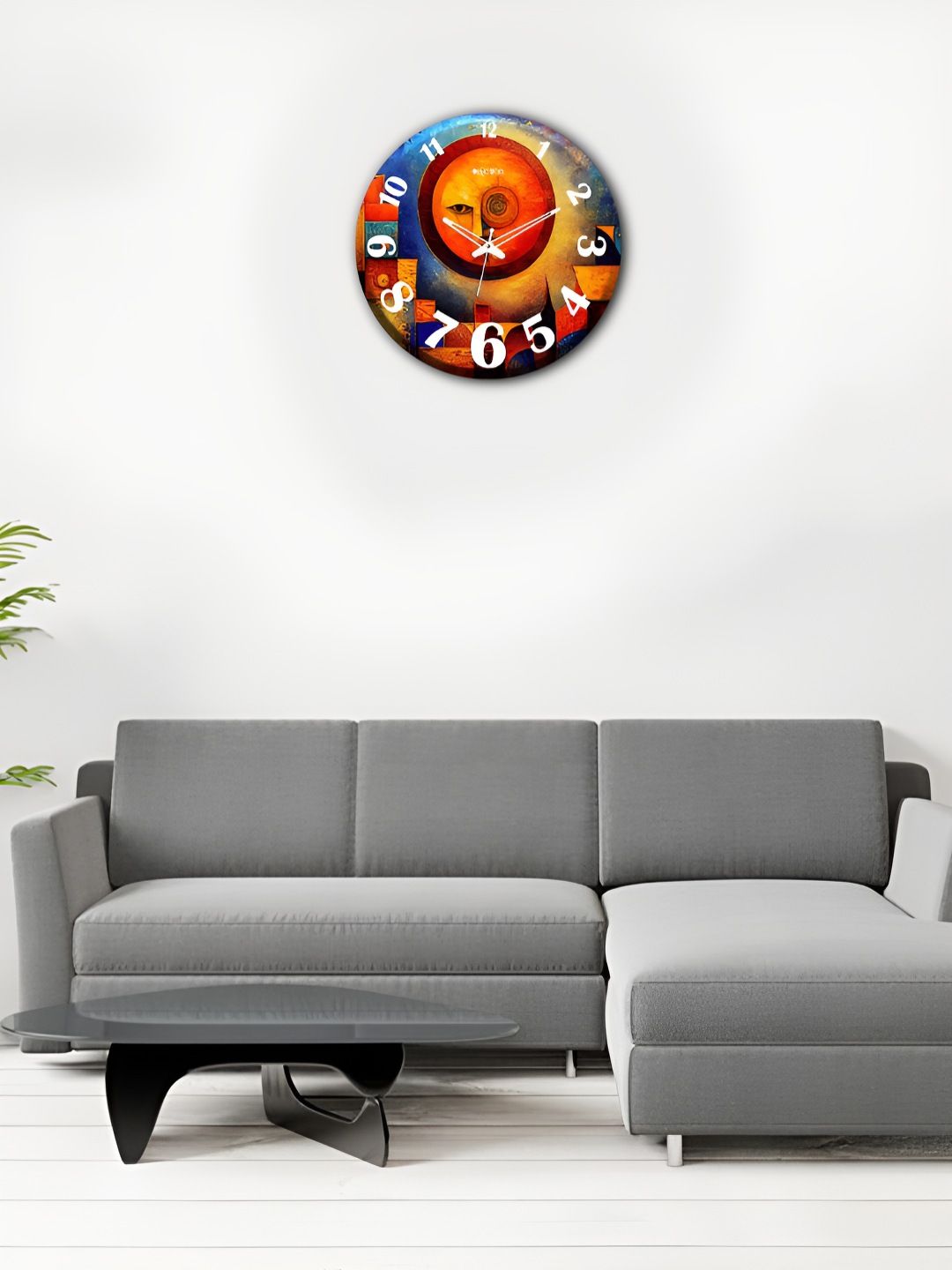 OLIVE TREE Blue & Rust Printed Analogue Contemporary Wooden Wall Clock-picture-28