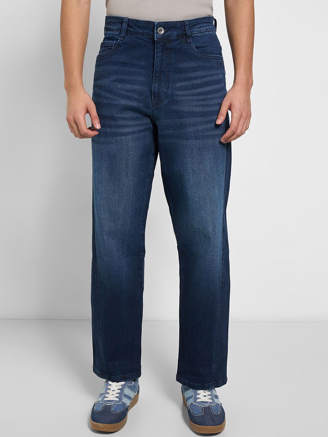 SF JEANS by Pantaloons Men Relaxed Fit Mid-Rise Low Distress Light Fade Jeans-picture-33