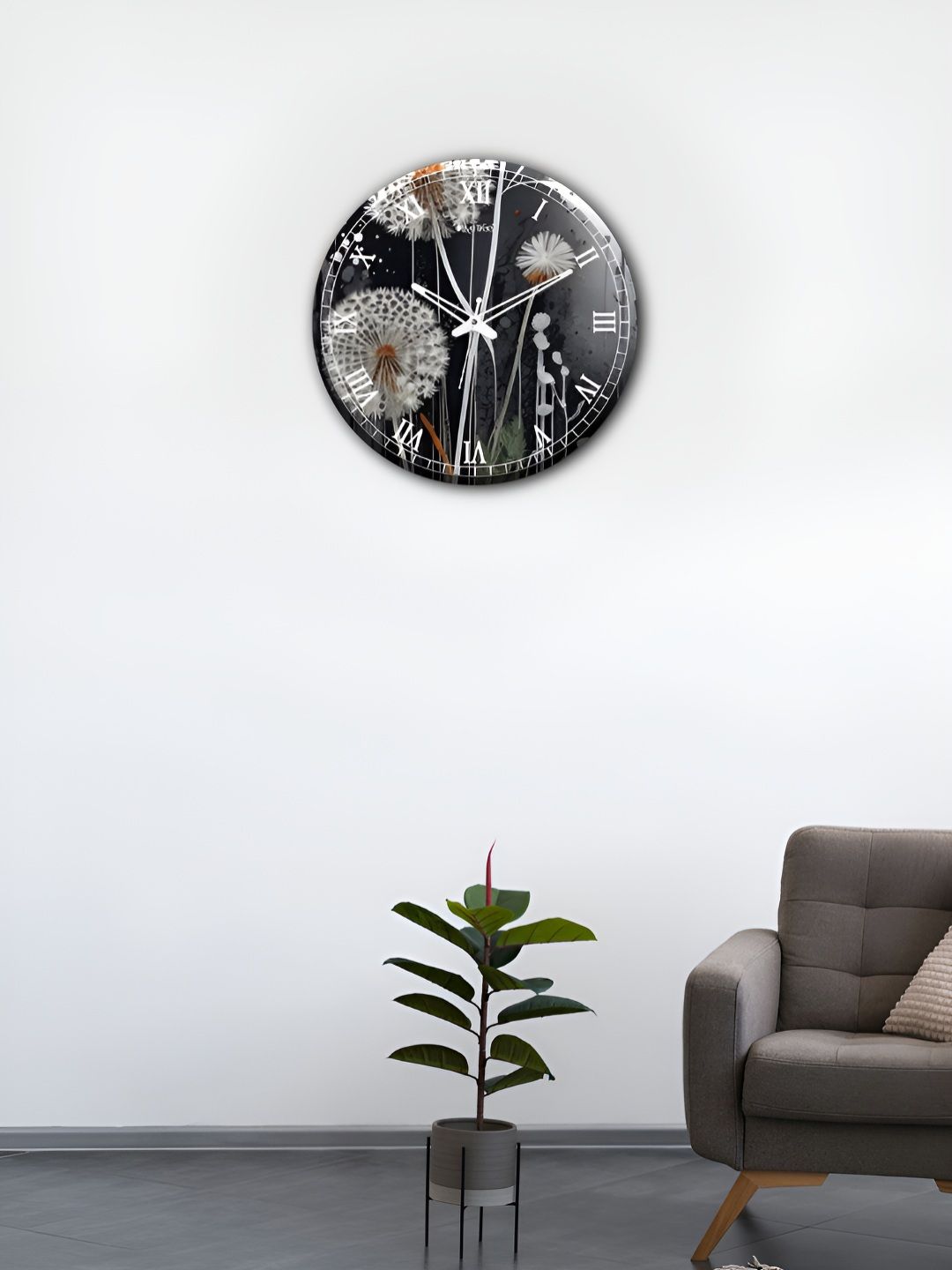 OLIVE TREE Wooden Wall Clock Black Printed Round Contemporary Wall Clock-image-40