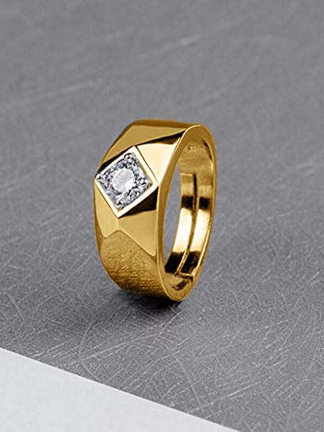 The Roadster Lifestyle Co Men American Diamond-Studded Adjustable Finger Ring-picture-56