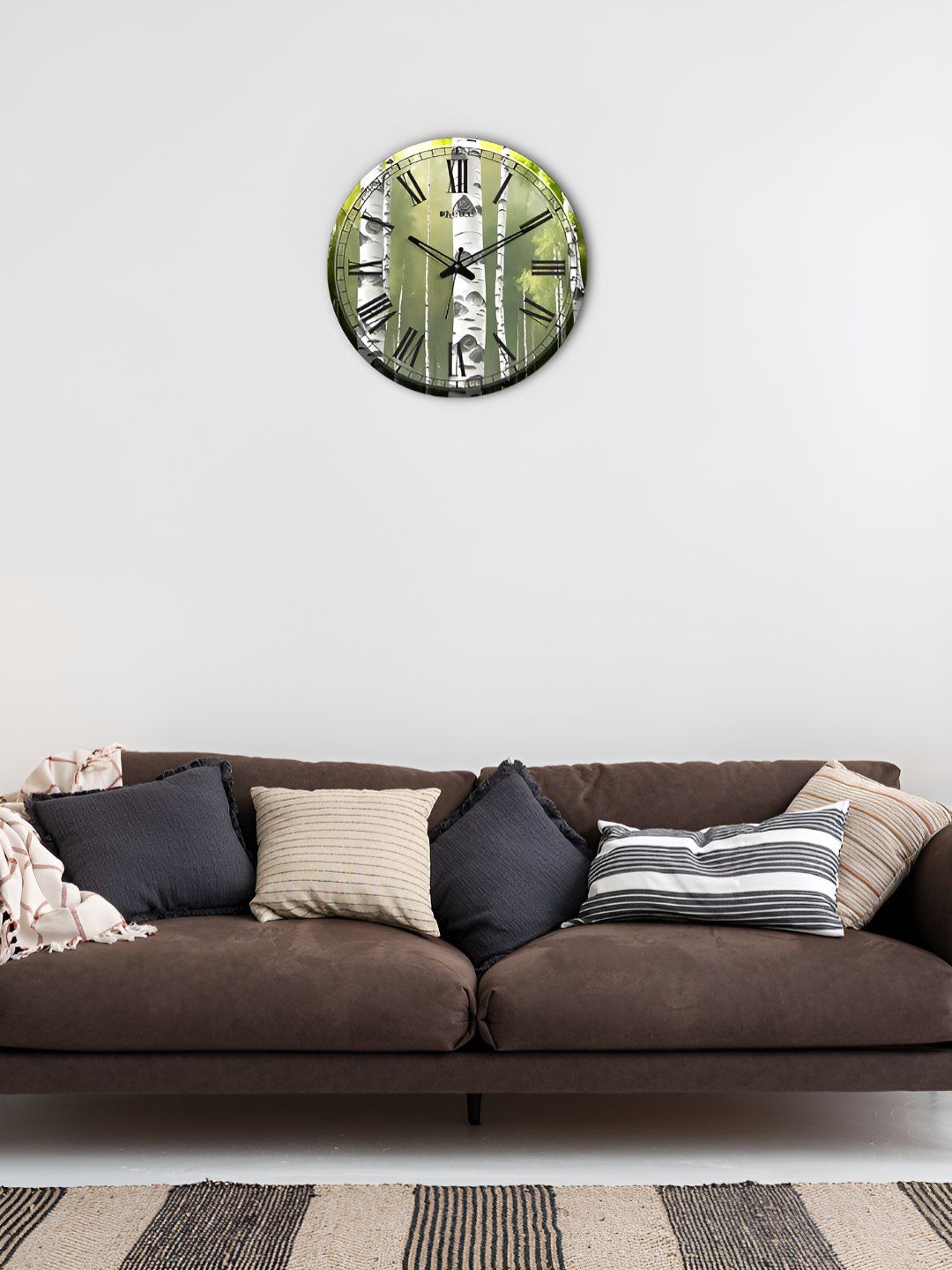 OLIVE TREE Green & Black Printed Analogue Contemporary Wooden Wall Clock-image-36