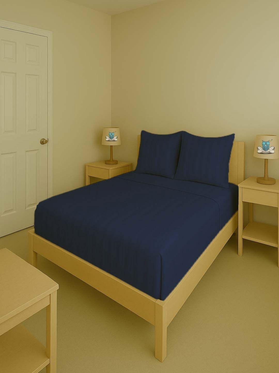 Sleeping Owls- because your sleep matters Blue 300 TC King Bedsheet Set 2.74 m x 2.74 m-picture-11