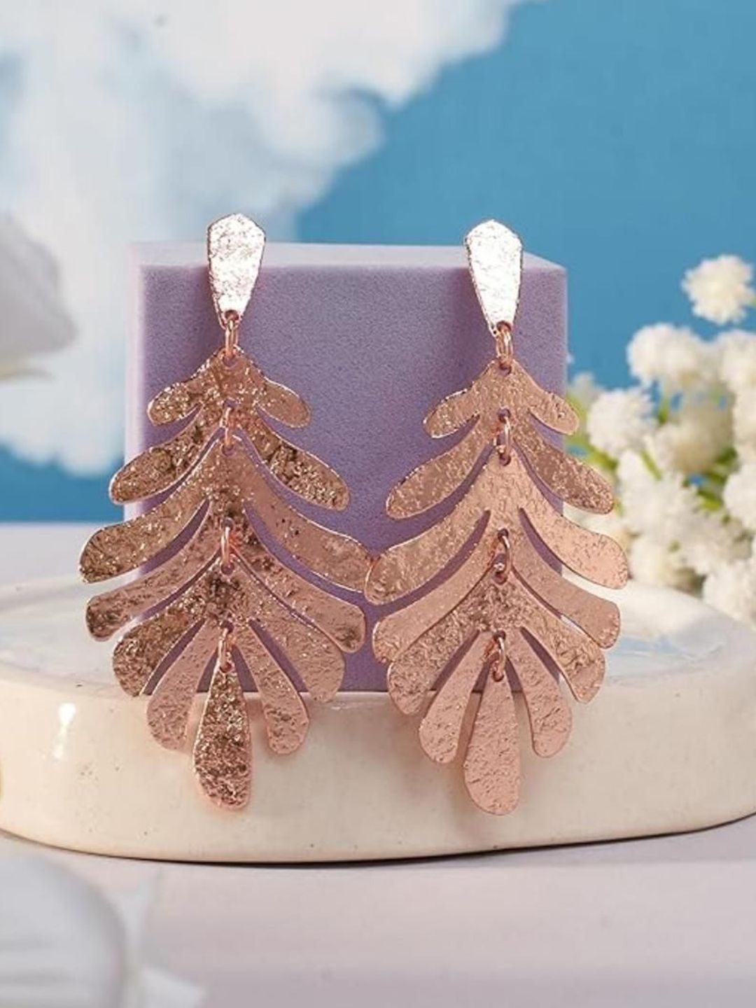 SALTY Tropical Glory Stainless Steel Rose Gold Plated Hoop Earrings-picture-35