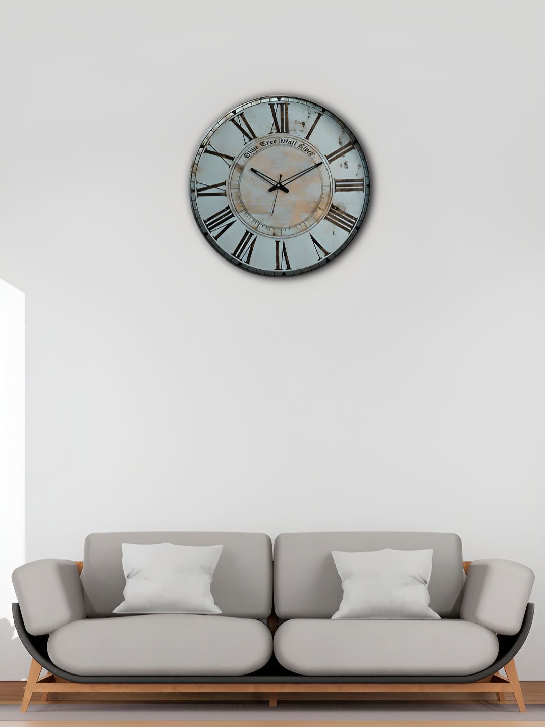 OLIVE TREE Olive Tree Wooden Wall Clock Blue & Brown Printed Round Contemporary Wall Clock-picture-11