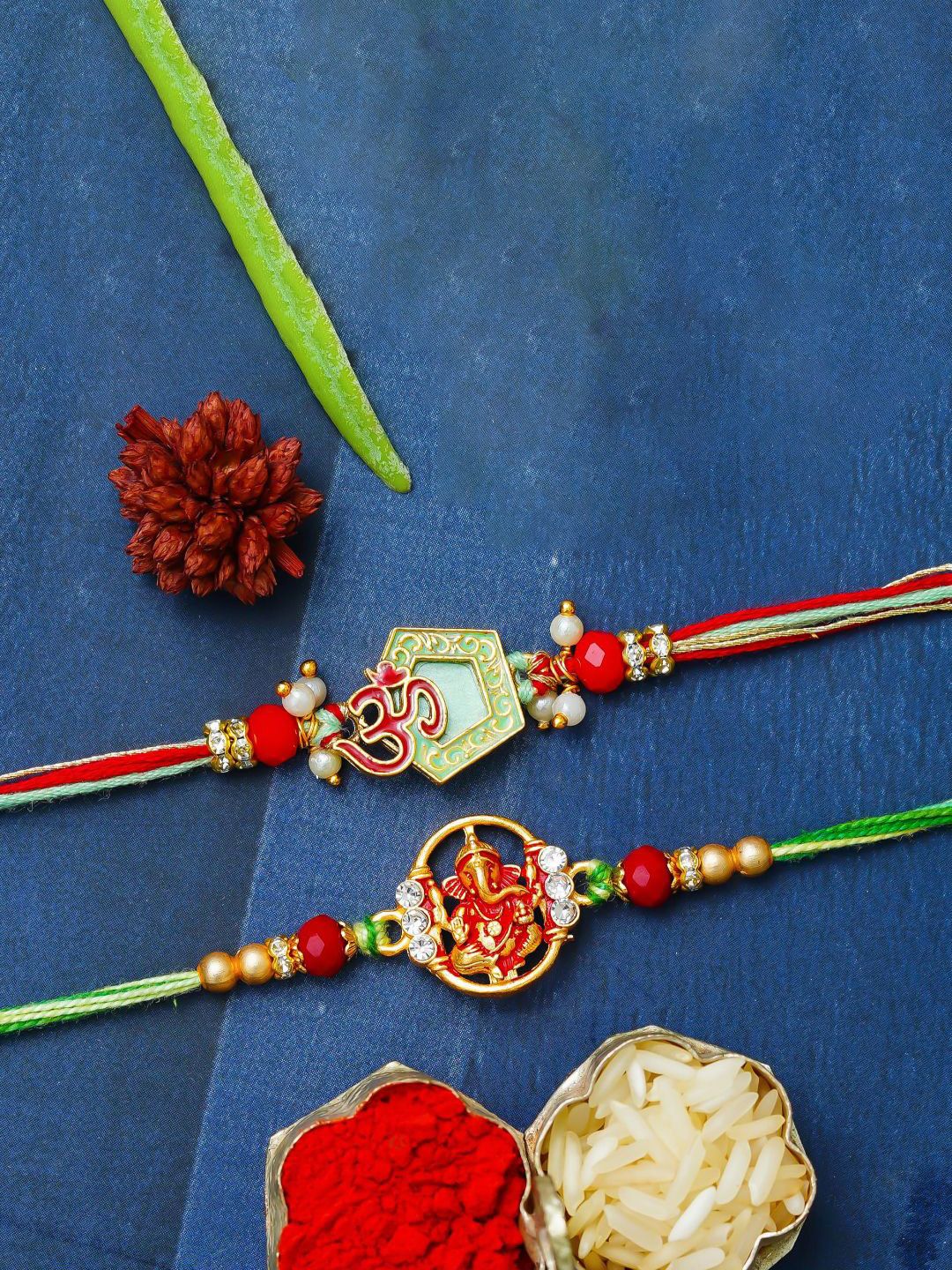 eCraftIndia Set of 2 Ganesha Om Brother Rakhi-picture-44