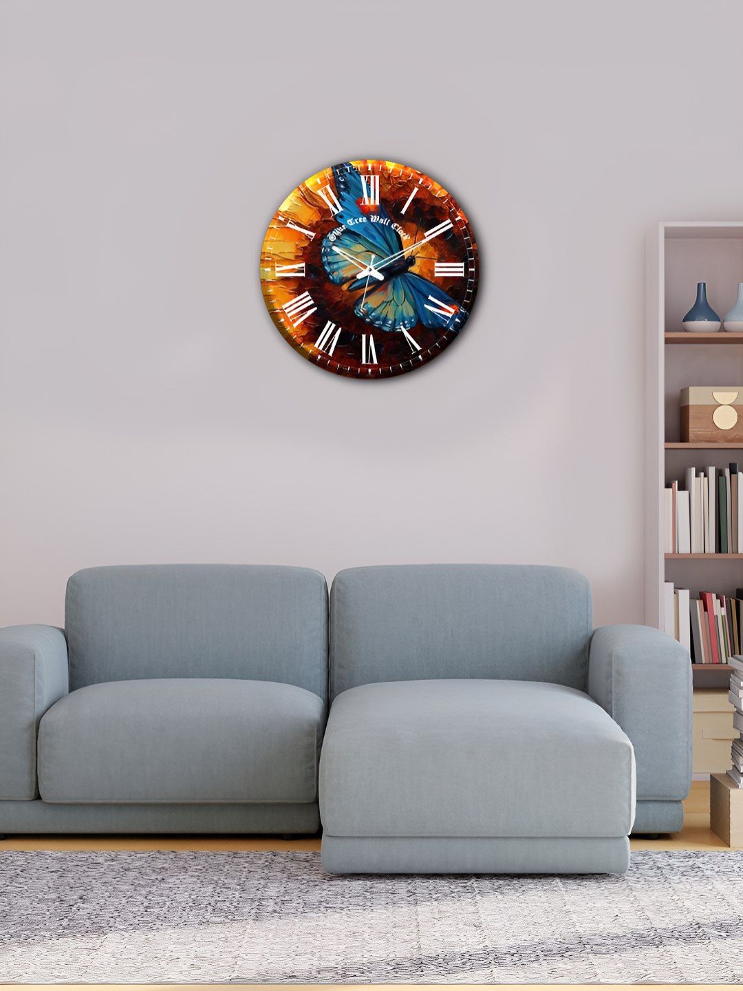 OLIVE TREE Orange & Blue Printed Analogue Contemporary Wooden Wall Clock-picture-24