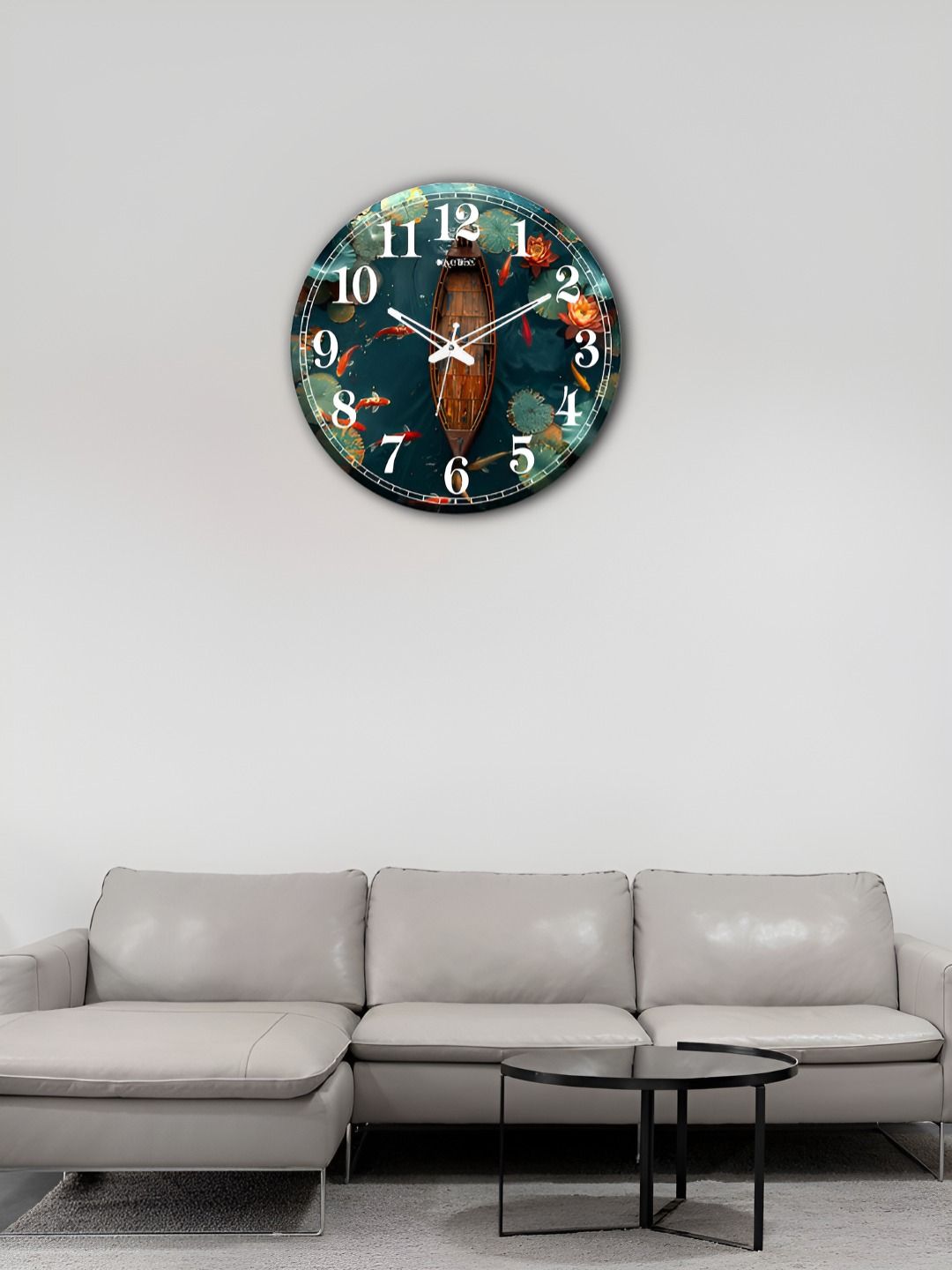 OLIVE TREE Wooden Wall Clock Green Printed Round Contemporary Wall Clock-image-42