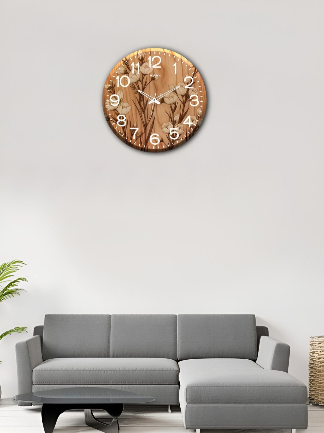 OLIVE TREE Brown & White Printed Wooden Analogue Wall Clock-picture-34