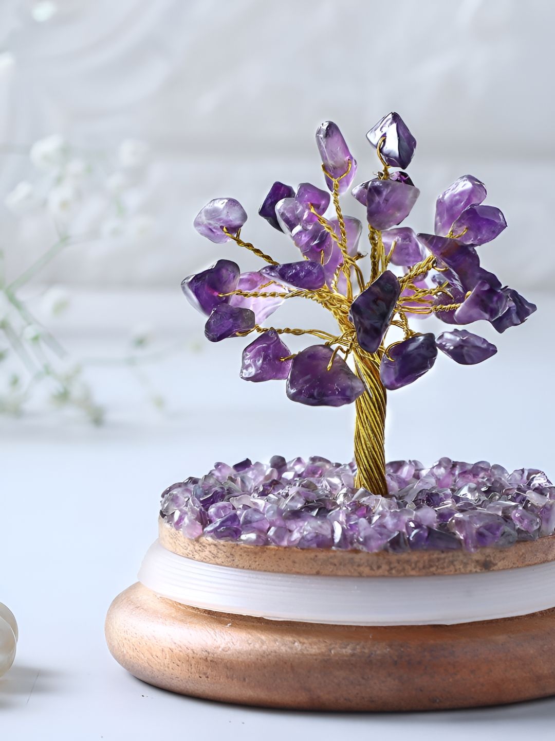 Astrotalk Purple & Brown Amethyst Crystal Tree Showpiece