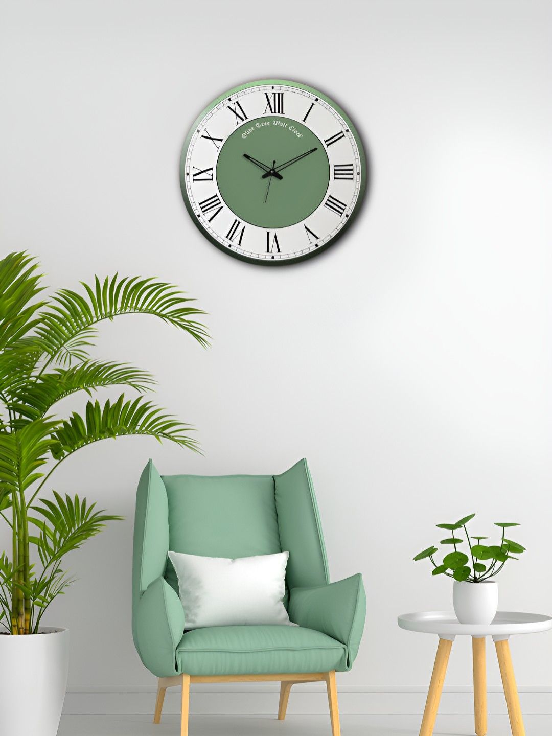 OLIVE TREE White & Green Printed Analogue Contemporary Wooden Wall Clock-picture-54