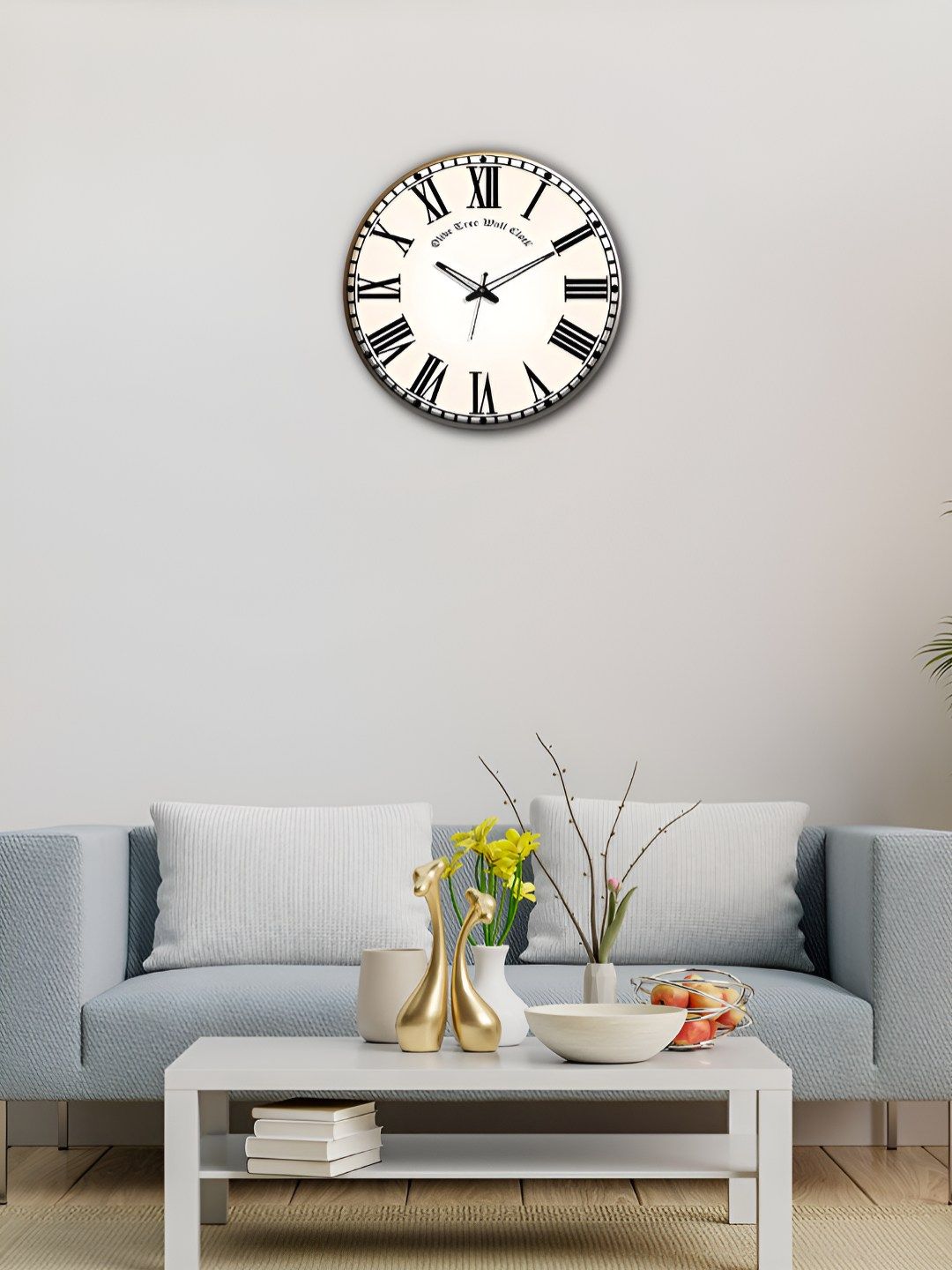 OLIVE TREE White & Black Printed Analogue Contemporary Wooden Wall Clock-picture-14
