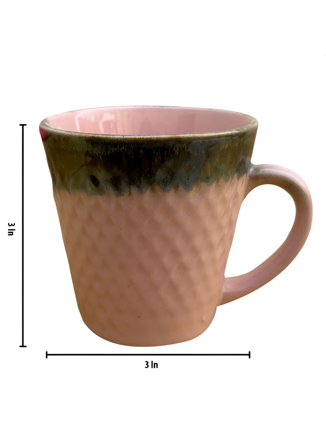 Divy Aarambh Stories Pink & Green 6 Pieces Textured Ceramic Glossy Cups-picture-21
