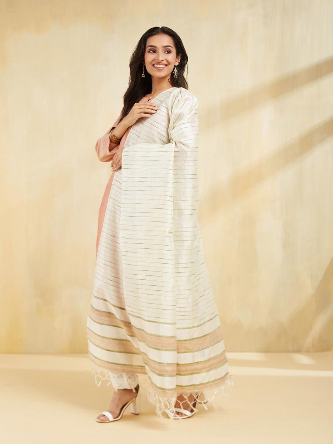 Fabindia Striped Tasselled Dupatta-picture-47
