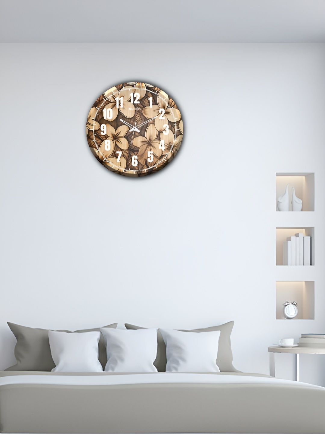 OLIVE TREE Brown & White Printed Analogue Contemporary Wooden Wall Clock-picture-38