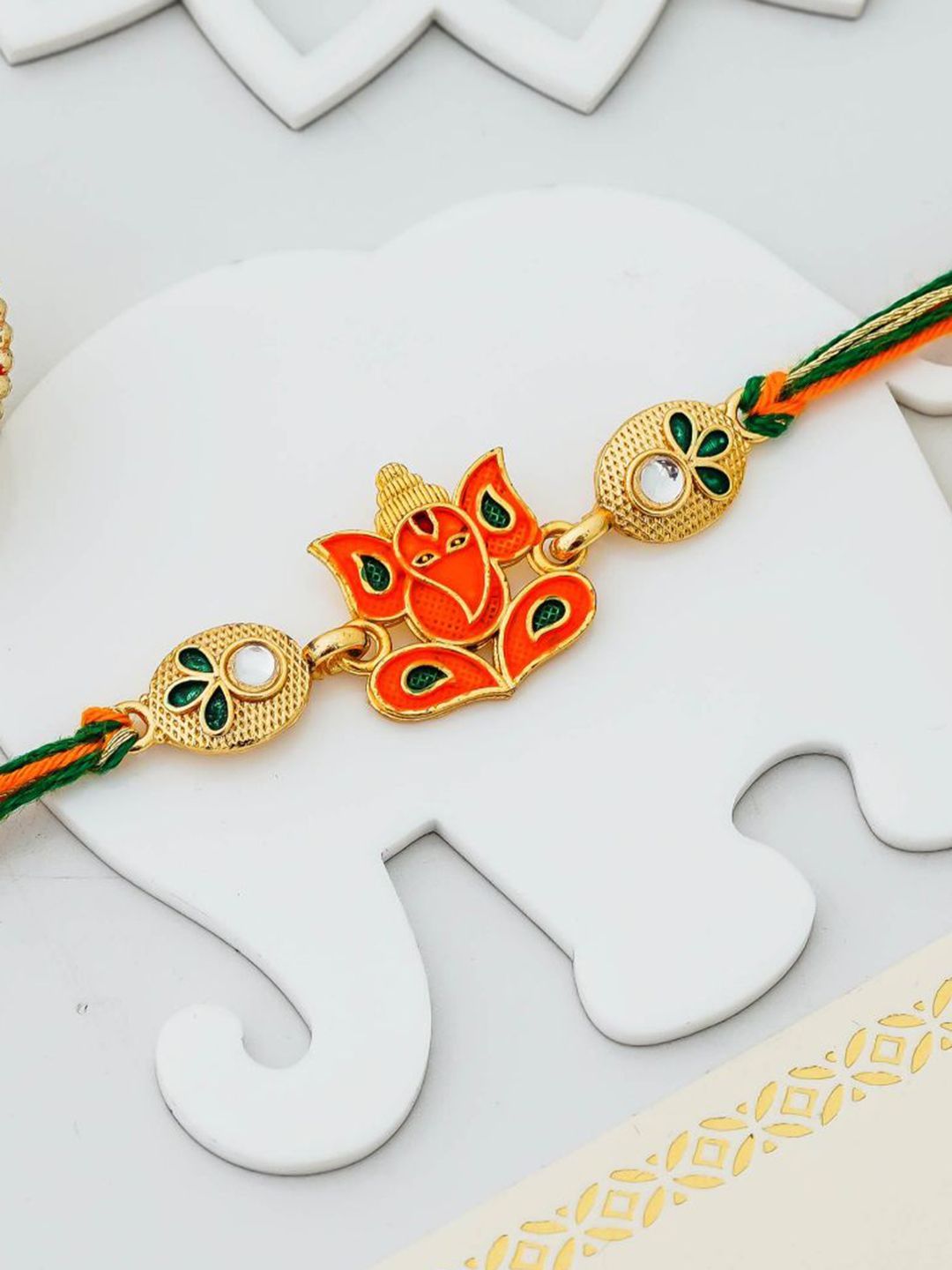 eCraftIndia Artfificial Stones Studded And Beaded Lord Ganesha Rakhi-image-41