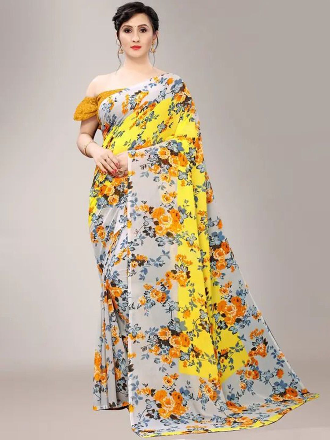 Moda Rapido Women Floral Printed Pure Georgette Saree-picture-34