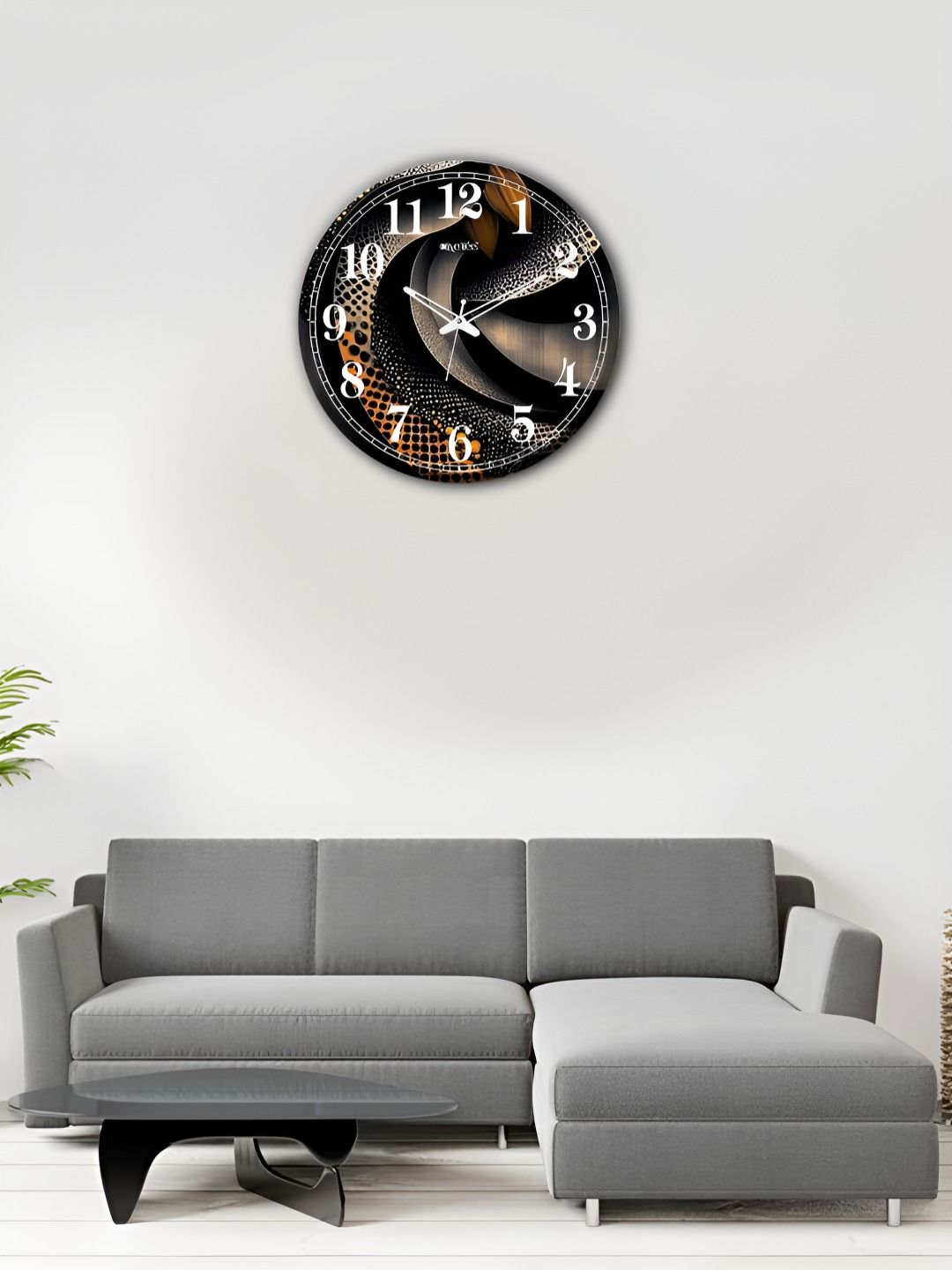 OLIVE TREE Wooden Wall Clock Black Printed Round Contemporary Wall Clock-image-15