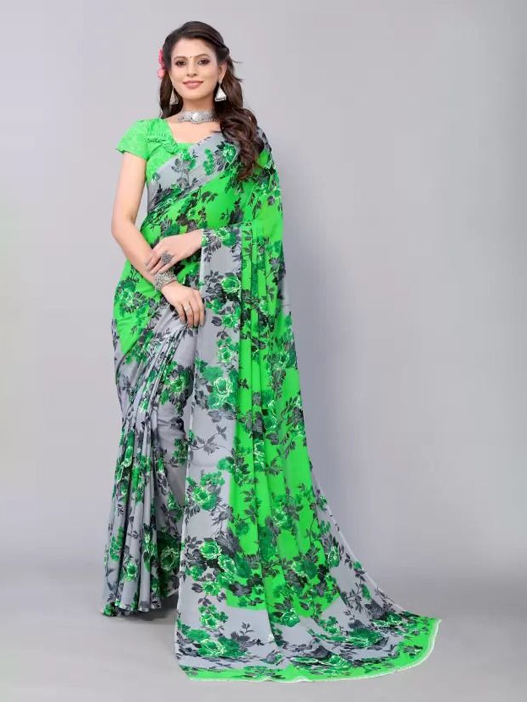 Moda Rapido Floral Printed Pure Georgette Saree-picture-27