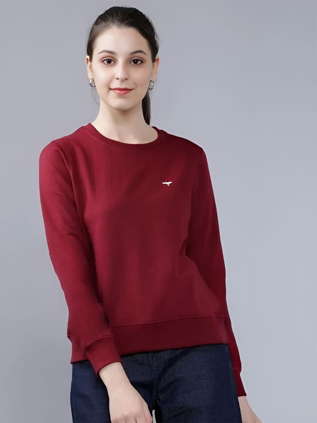 REYA Women Solid Cotton Pullover Sweatshirt-image-31