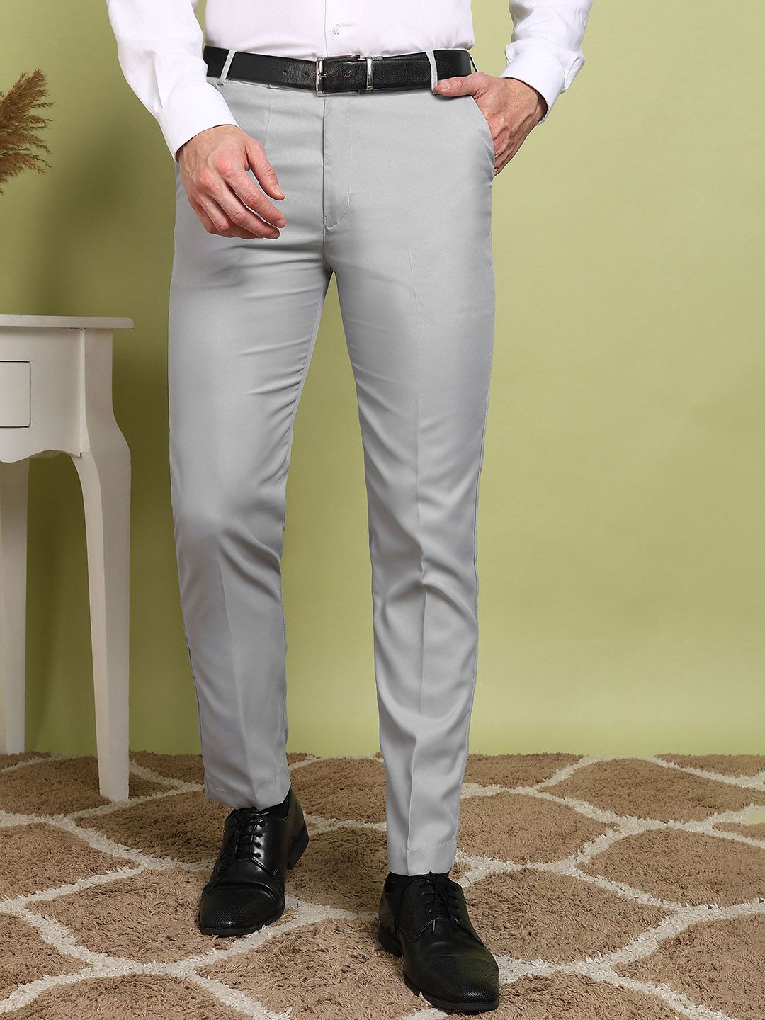 FUBAR Men Pleated Regular Fit Formal Trousers-picture-14