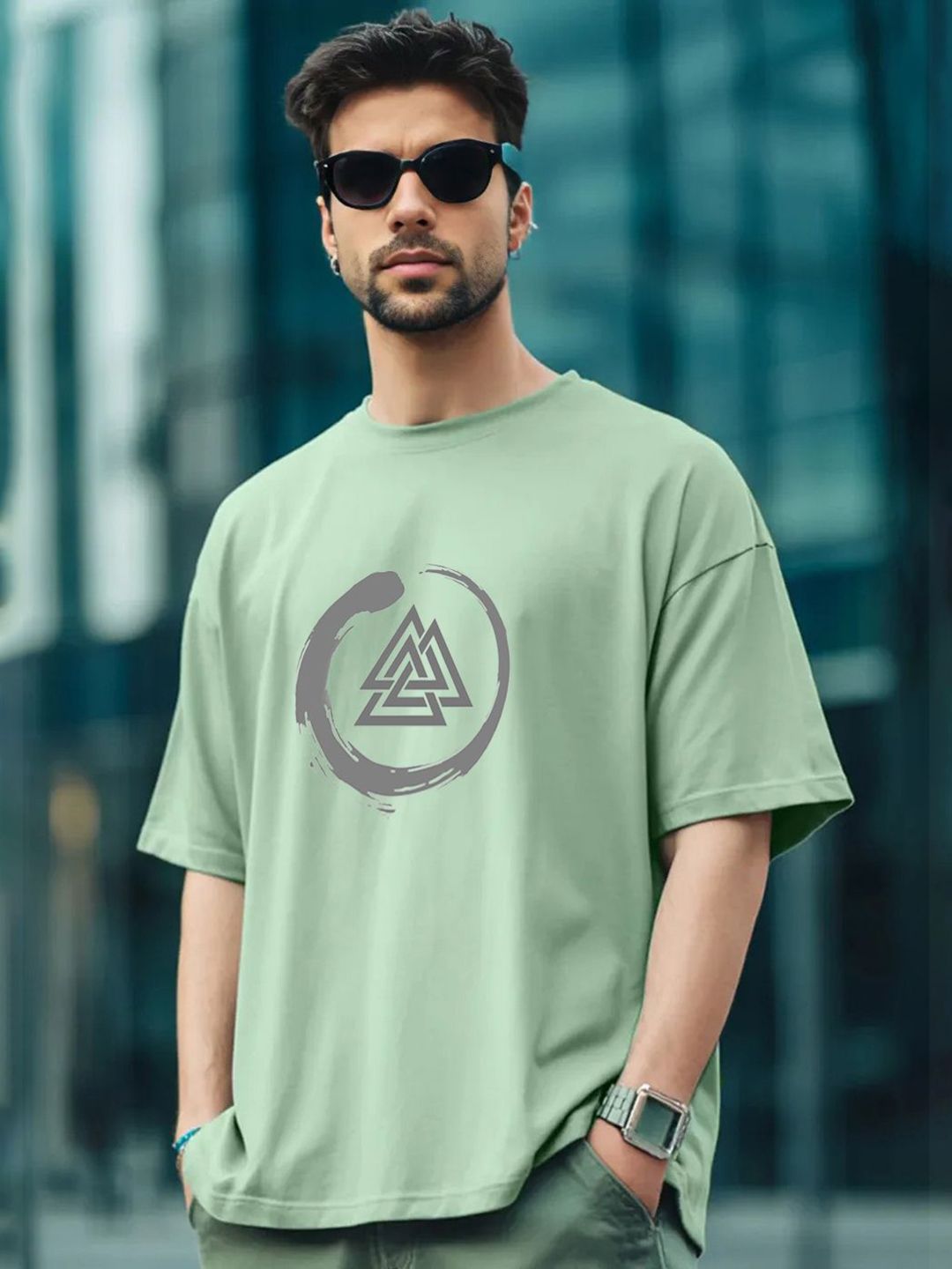 CLAFOUTIS Men Graphic Printed Round Neck Cotton Oversized T-shirt-image-22