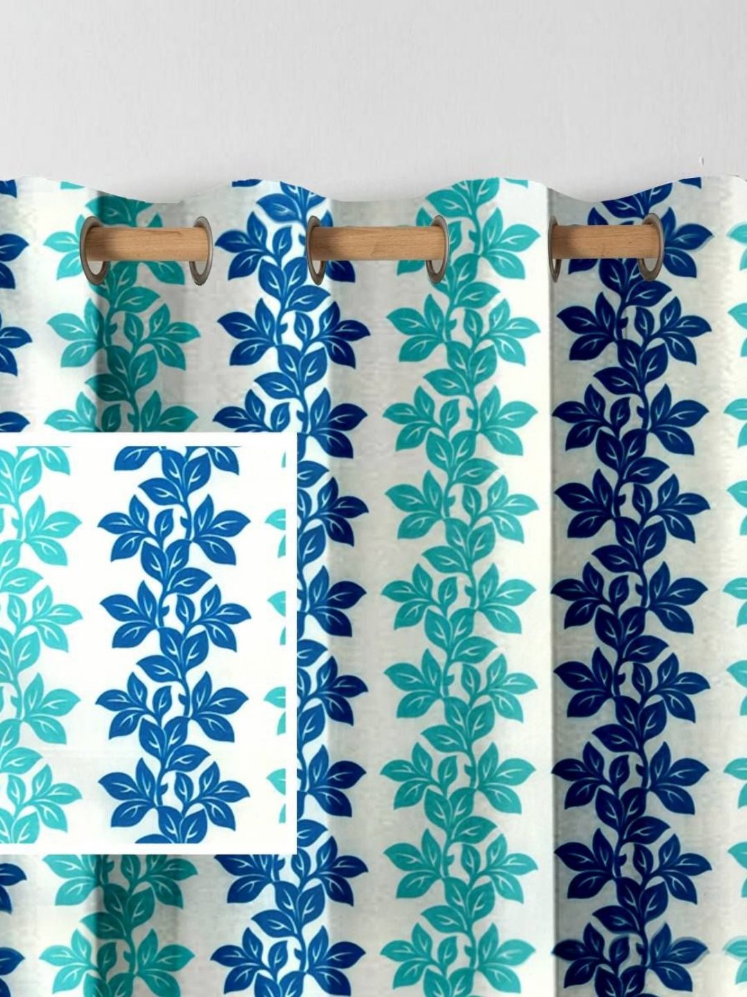 Aura Blue & Green 2 Pieces Light Blocking Window Curtains-picture-40