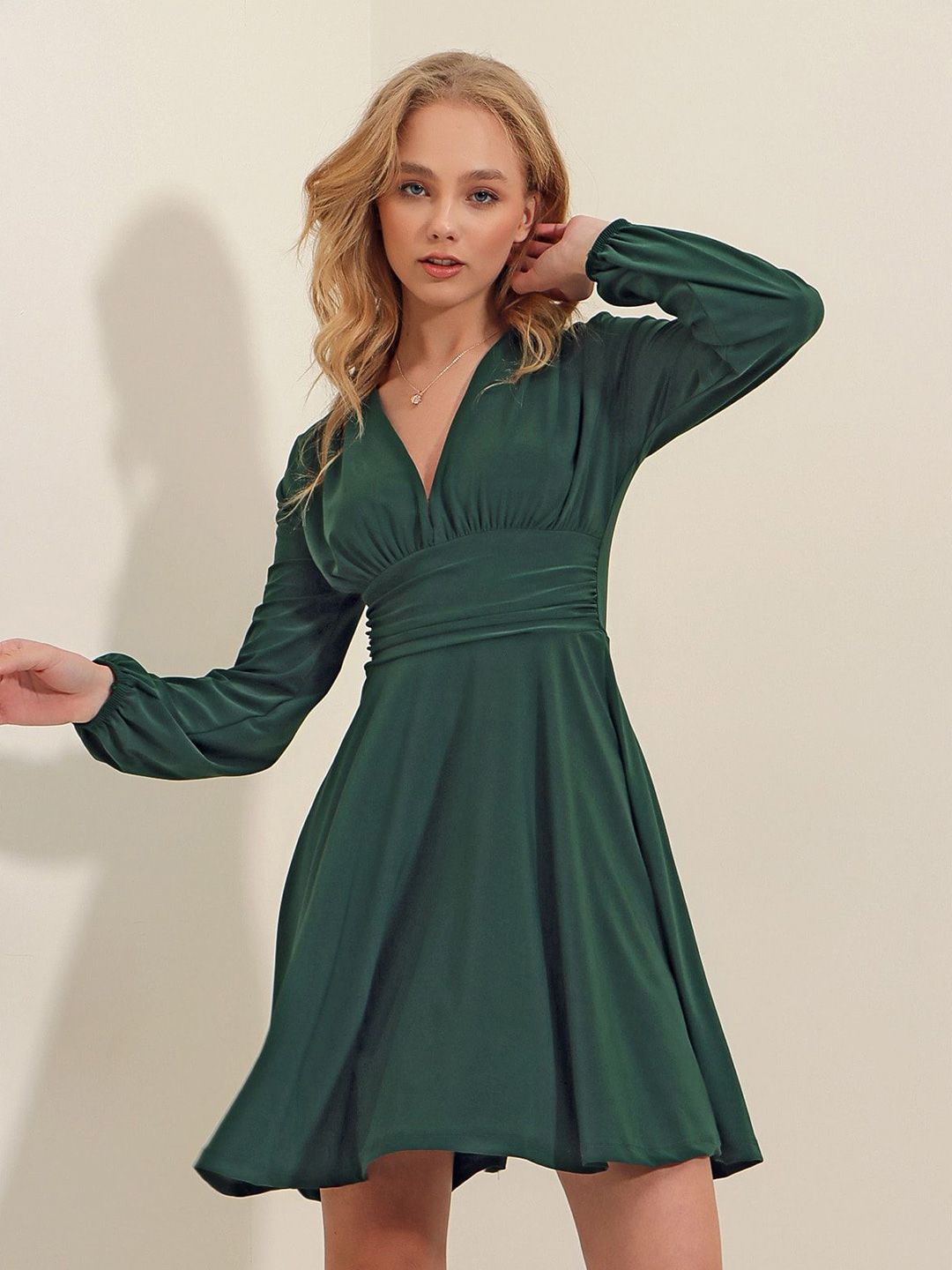 Trend Alacati stili Women Puff Sleeve Fit & Flare Dress-picture-38