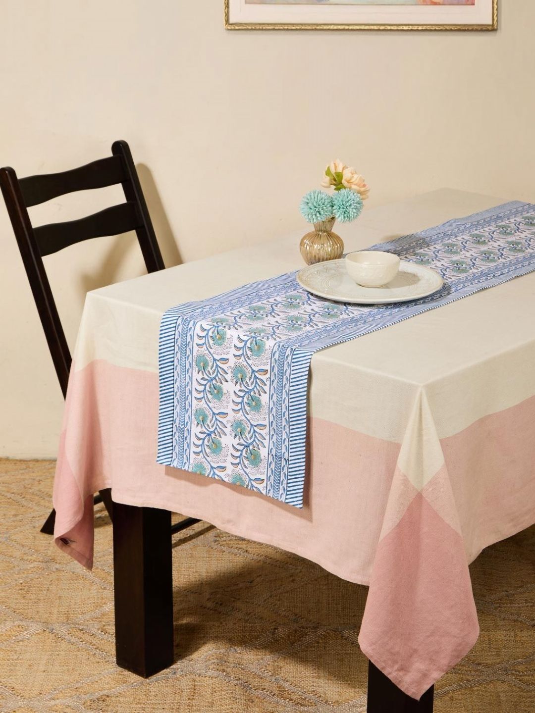 Fabindia Blue & White Cabana Pure Cotton Printed TableRunner-picture-12