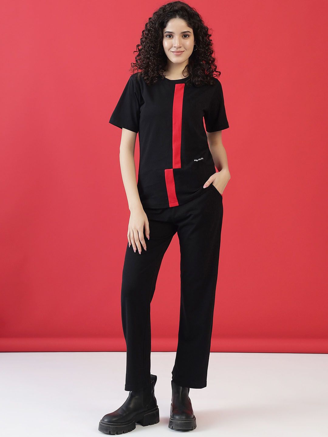 PRRODALITY Striped Pure Cotton T-shirt With Trousers Co-ords-picture-11