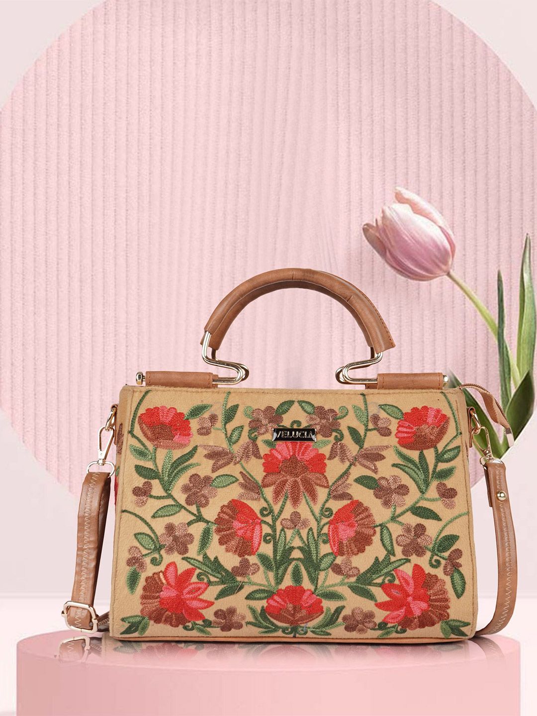 VELUCIA Women Floral Textured Structured Handheld Bag-picture-53