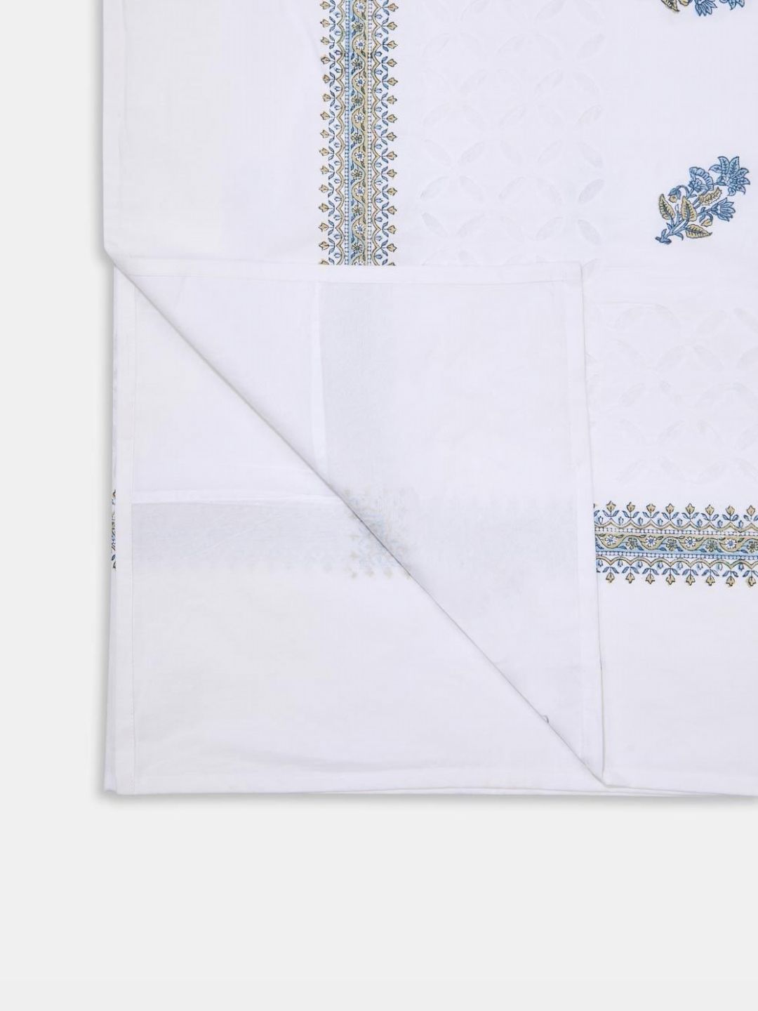 Fabindia White Floral Printed Cotton 6-Seater Table Cover with Embroidered details-image-30