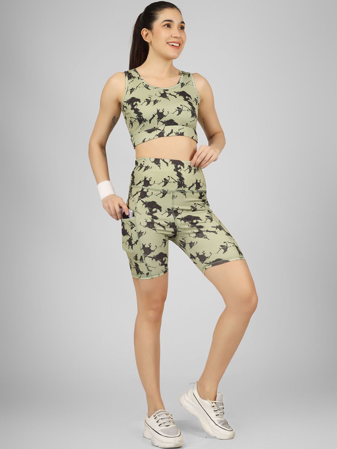 POOJARAN SAREE Women Printed High-Rise Training or Gym Sports Shorts-picture-19
