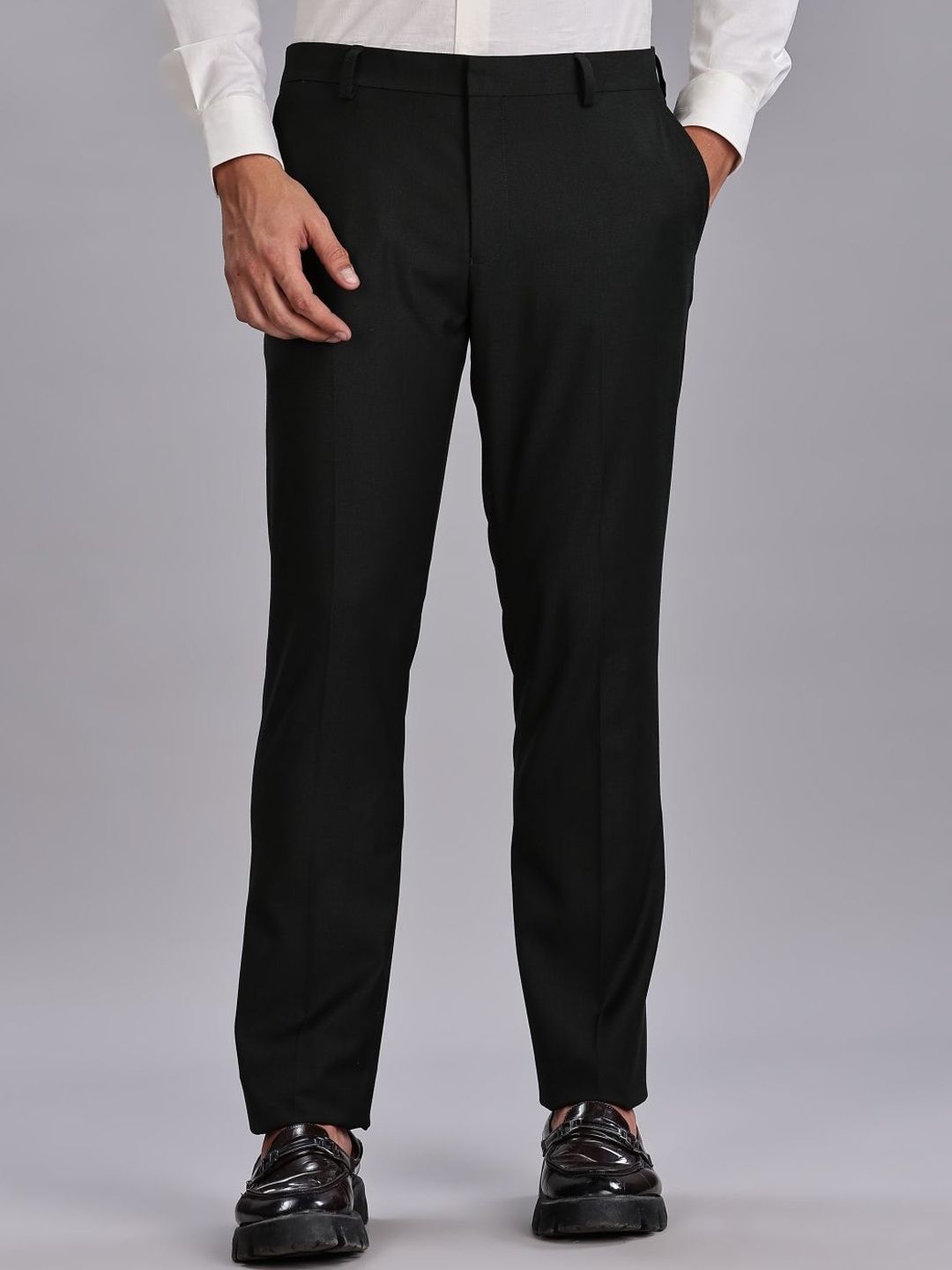 Tommy Hilfiger Men Solid Regular Fit Mid-Rise Formal Trousers-picture-38