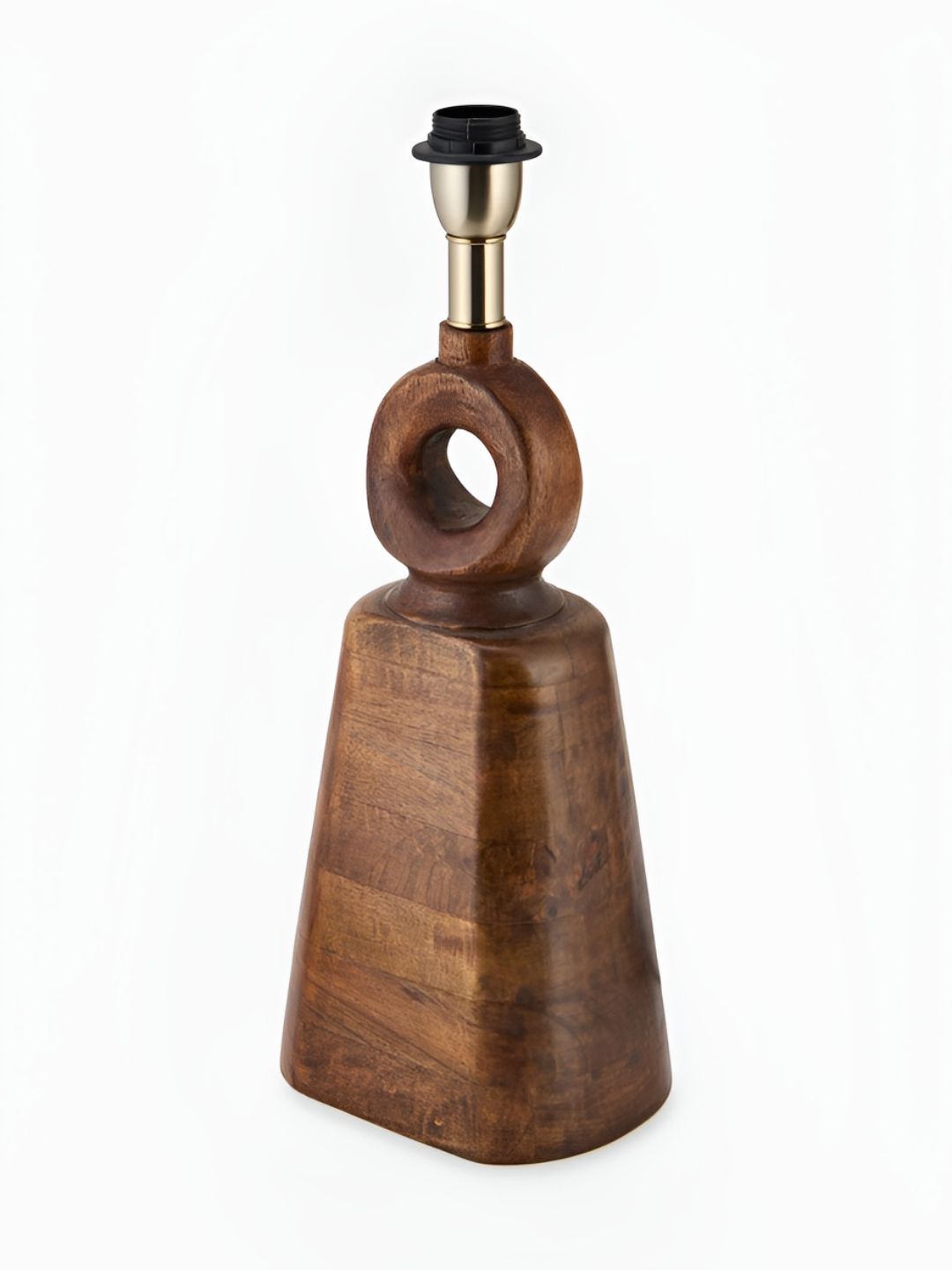 Fabindia Sangam Brown & White Textured Wooden Cylindrical Shaped Table Lamp-picture-11