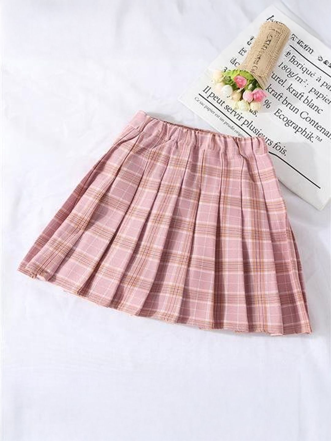 Xsole Girls Checked Pleated Mini Skirt-picture-34