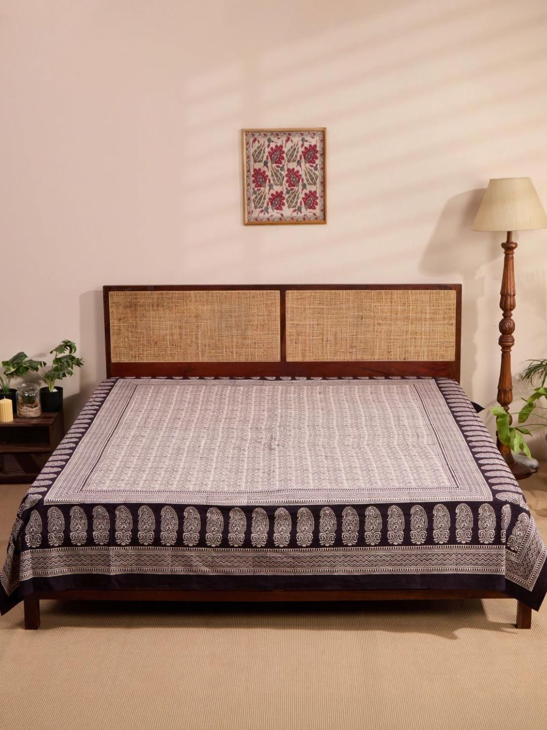 Fabindia Black & White Bagh Printed King SizeBedCover-picture-42